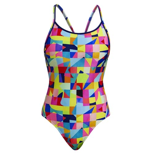 Funkita On The Grid Badeanzug für Damen chlorresistent schnelltrocknend und UV Schutz 50+, Größe:36 von Funkita