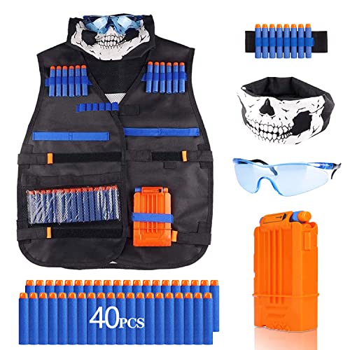 Taktische Weste Jacke Set für Nerf Guns N-Strike Elite Serie,Taktische Weste Jacke Set für Kinder,Dart-Beutel, Taktische Masken, Hand-Armband und Schutzbrille für Jungen von Funklu