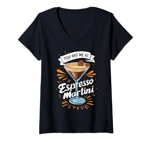 Damen You Had Me at Espresso Martini Lustiger Barkeeper T-Shirt mit V-Ausschnitt Damen You Had Me at Espresso Martini Lustiger Barkeeper T-Shirt mit V-Ausschnitt von Funky Espresso Martini Cocktail Apparel