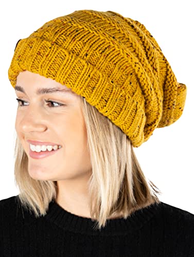 Funky Junque Damen Beanie-Mütze, Konfetti-Senf-Design, Einheitsgröße von Funky Junque