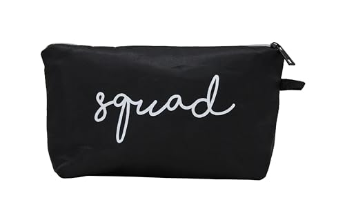 Funky Junque Make-up-Tasche Bride Squad Kulturbeutel Kosmetiktasche Brautdusche Junggesellinnenabschied Gastgeschenke Reise Organizer, Kader (Schwarz), Einheitsgröße, Standard von Funky Junque