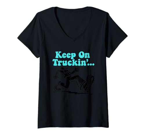 Damen Funky Keep on Truckin' - Retro-Vibes T-Shirt mit V-Ausschnitt Damen Funky Keep on Truckin' - Retro-Vibes T-Shirt mit V-Ausschnitt von Funky Keep on Truckin' - Retro Vibes