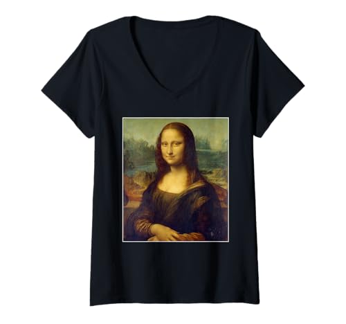 Damen Mona Lisa T-Shirt mit V-Ausschnitt Damen Mona Lisa T-Shirt mit V-Ausschnitt von Funky Mona Lisa Tees