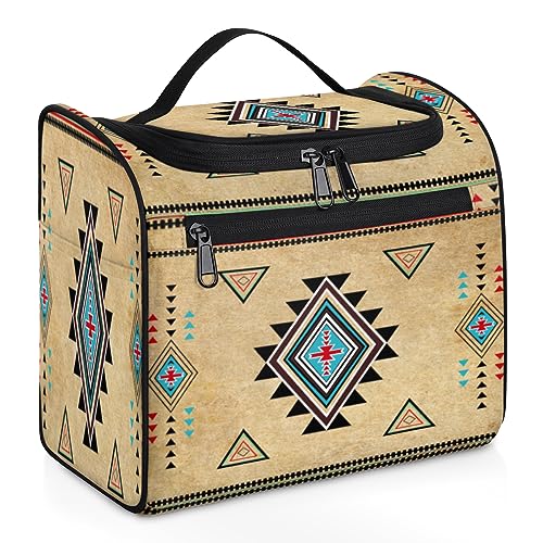 Funky Qiu Reise-Kulturtasche für Damen und Herren, ethnischer Azteken, hängende Kosmetiktasche, tragbar, wasserabweisend, Make-up-Tasche, Reise-Essential-Set für Mädchen, Mehrfarbig, Einheitsgröße von Funky Qiu