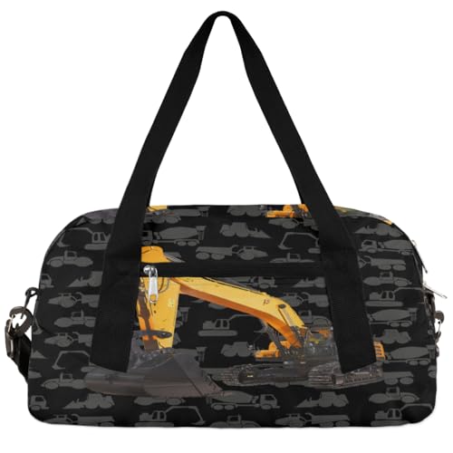 Funky Qiu Kinder-Reisetasche, Militär-Tarnmuster, Camouflage, Hirsch, Sport, Turnbeutel für Jungen und Mädchen, Wochenend-Tragetasche, Handgepäcktasche, Bagger, S von Funky Qiu