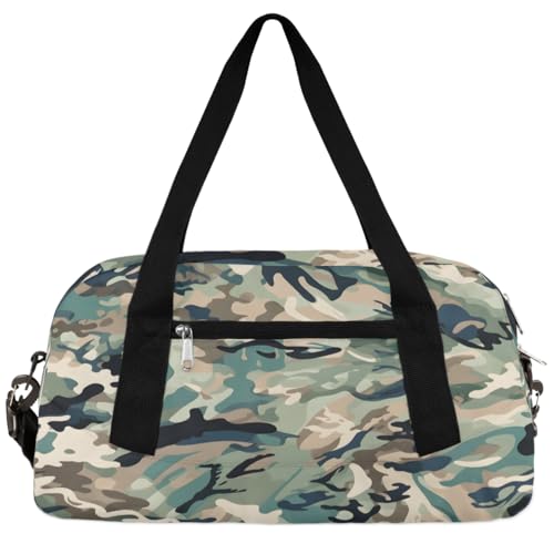 Kinder-Reisetasche, Militär-Tarnmuster, Camouflage, Hirsch, Sport, Turnbeutel für Jungen und Mädchen, Wochenend-Tragetasche, Handgepäcktasche, Camo, S von Funky Qiu