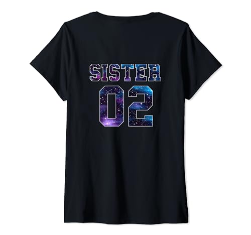 Damen Sister 02 Schwester Freundin Freundschaft Rückendruck T-Shirt mit V-Ausschnitt Damen Sister 02 Schwester Freundin Freundschaft Rückendruck T-Shirt mit V-Ausschnitt von Funky Sister 01 02 Schwester Freundin Designs