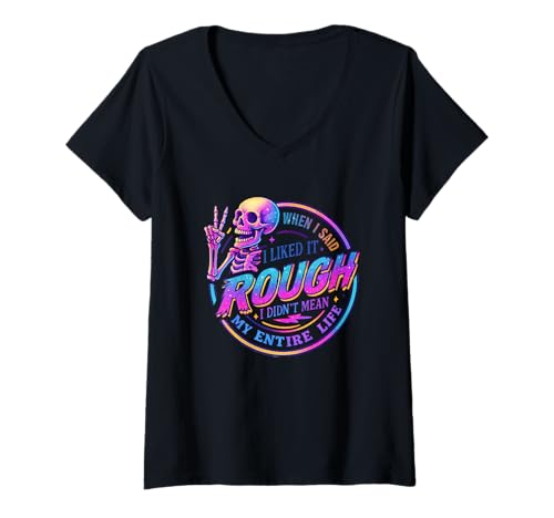 Damen Grob, ich Meinte Nicht Mein ganzes Leben T-Shirt mit V-Ausschnitt Damen Grob, ich Meinte Nicht Mein ganzes Leben T-Shirt mit V-Ausschnitt von Funky Skeleton Humor Life Design