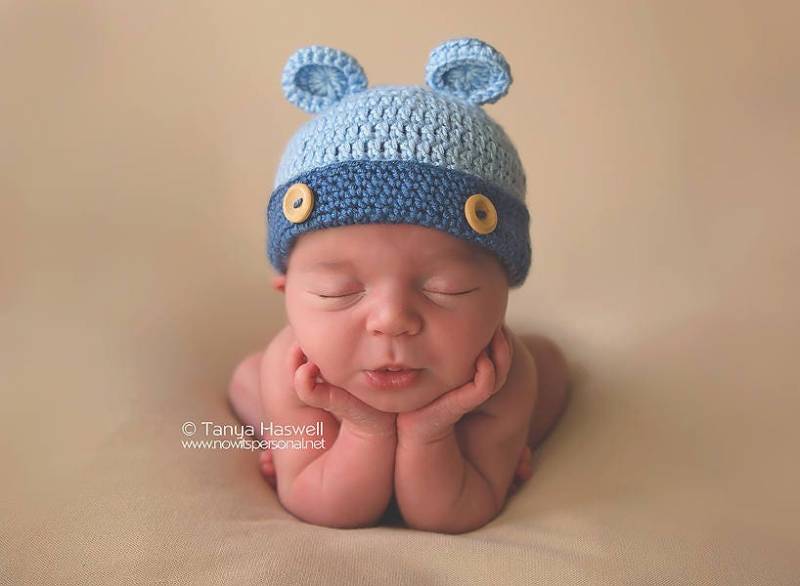 Baby Bär Hut Junge Mütze Blau Teddy Häkeln Bambus Frühgeborene - 6 Monate Foto Prop Uk Verkäufer von FunkyKnitsUK