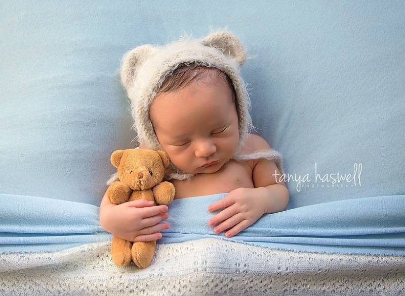 Baby Bär Mütze Teddy Junge Mädchen Handgestrickte Einzigartige Dusche Geschenk Ohren Tier Winter Kleidung Premium Photo Prop Neugeborenen - 6 M von FunkyKnitsUK