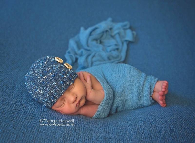 Hand Gestrickte Baby Junge Blau Mütze Dusche Geschenk Heimkehr Outfit Kleidung Indigo Weiß Stern Neugeborene - 12 Mths von FunkyKnitsUK