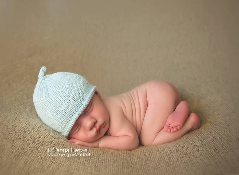 Baby Boy Hand Gestrickte Mütze Blau Pixie Handgemacht Einzigartig Dusche Geschenk Bambus Baumwolle Prem Frühes Neugeborenes - 6 Monate von FunkyKnitsUK