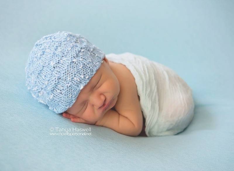 Baby Jungen Mütze Strickmütze Blau Beanie Webmuster Gemusterte Photo Prop Neugeborene - 12 Monate von FunkyKnitsUK