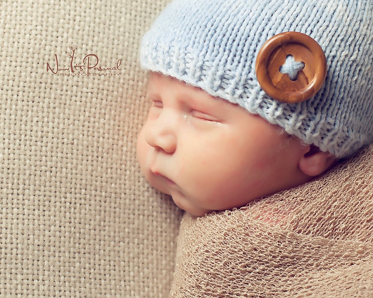 Handgestrickte Baby Boy Beanie Mütze Blau Kleidung Premium Geschenk Fotografie Photo Prop Frühgeborene -12 Monate von FunkyKnitsUK