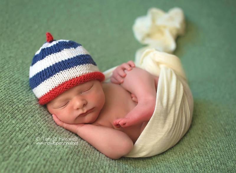 Handgestrickte Baby Jungen Hut Pixie Mütze Streifen Premium Cashmerino Seide Kleidung Dusche Geschenk Heimkehr Blau Outfit Früh Neugeborenen -12 Mths von FunkyKnitsUK