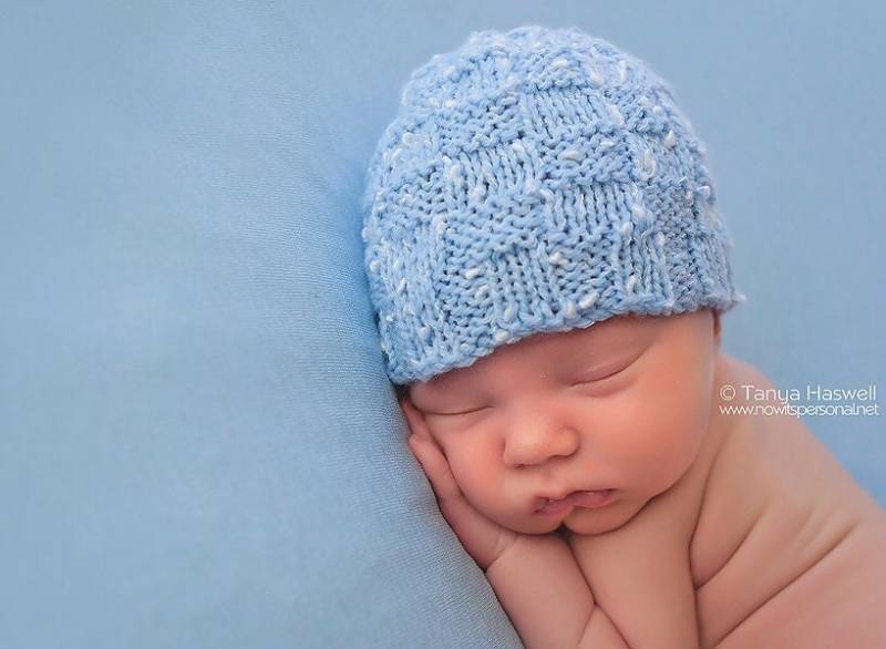 Handgestrickte Baby Mütze Junge Blues Fotografie/Foto Prop Neugeborene - 12 Monate Korbflechtung Uk Verkäufer von FunkyKnitsUK