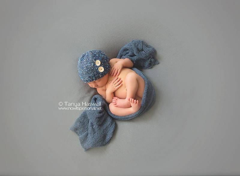 Handgestrickte Baby Mütze Mit Doppelknöpfen Fotografie/Photo Prop Neugeborene - 12 Monate Jungen Blau Uk Verkäufer von FunkyKnitsUK