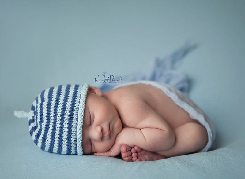 Handgestrickte Baby Junge Mütze Pixie Blau Streifen Bambus Baumwolle Dusche Geschenk Heimkehr Outfit Kleidung Prem Frühes Neugeborenes - 6 Monate von FunkyKnitsUK