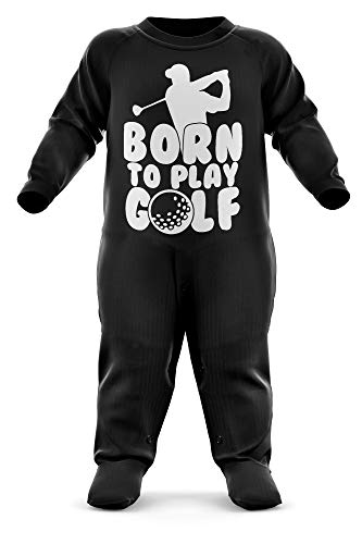 FunkyShirt Baby-Strampler mit Aufschrift Born to Play Golf, Golfer Gr. 6-12 Monate, Schwarz von FunkyShirt