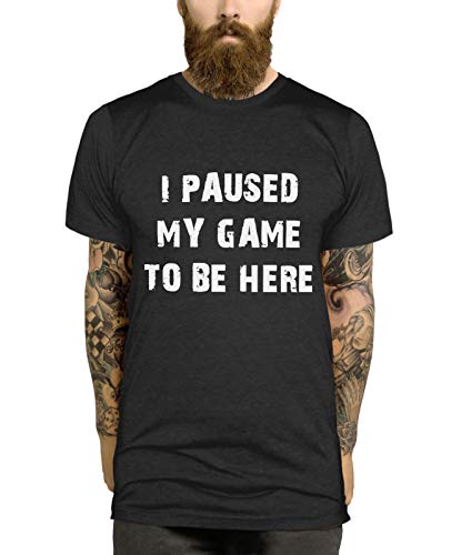 Gaming T Shirt - I Paused My Game to Be Here, lustige Gamer Geschenke für Jungen und Männer, Schwarz , L von FunkyShirt