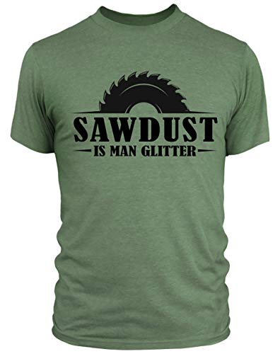 Gifts for Carpenters – Sawdust is Man Glitzer T-Shirt – Garage Dad T-Shirt Gr. Medium , military green von FunkyShirt