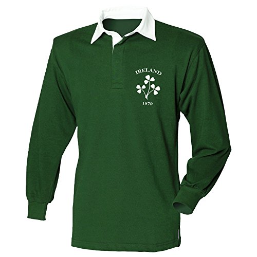 Irland-Rugby-Trikot, langärmelig, Geschenk für Herren, Flaschengrün, L von FunkyShirt