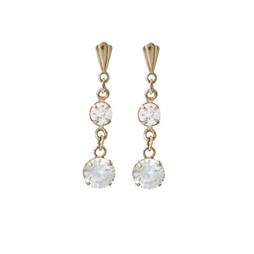 9 ct Gelb Gold Doppel CZ Kristall Tropfen Ohrring. Geschenk-Box 9 ct Gelb Gold Doppel CZ Kristall Tropfen Ohrring. Geschenk-Box von Funkyrox