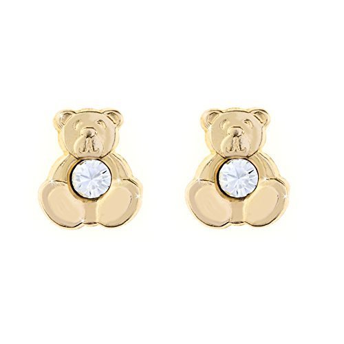 9 ct Gelb Gold Teddy Bär Kristall Ohrstecker. Geschenk-Box von Funkyrox