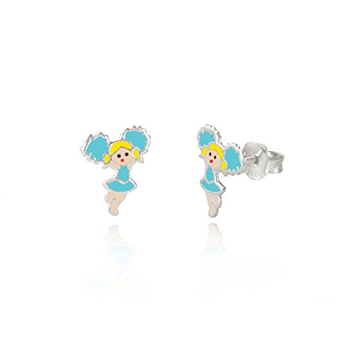 Kinder-Ohrstecker Sterling Silber 925 Blau Cheerleader Girl/Geschenk-Box von Funkyrox