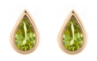 Ohrringe 9 Karat (375) Gelbgold, Peridot Geburtsstein August, Lieferung erfolgt in Geschenkverpackung von Funkyrox