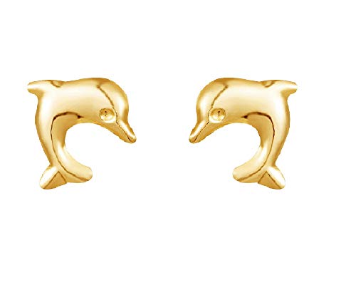 Ohrstecker, Gold 9 Karat, Design Delfin Geschenkverpackung von The Jewellery Stockroom