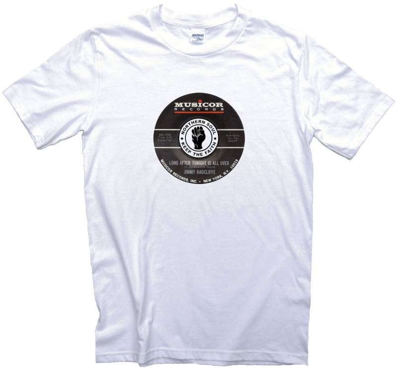 Musicor Records Hommage Northern Soul Label T-Shirt. Jimmy Radcliffe Musik 45 Rpm Hochwertige T-Shirt Musicor Records Hommage Northern Soul Label T-Shirt. Jimmy Radcliffe Musik 45 Rpm Hochwertige T-Shirt von Funkyzilla