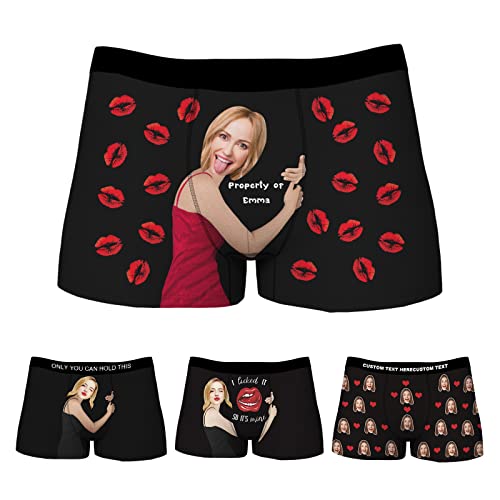 Personalisiert Herren Unterhose Boxershorts mit Gesicht Foto Bedrucken Lustig Unterwäsche Personalisierte Geburtstag Valentinestag Geschenke für Männer Ehemann Freund, Mehrfarbig XS-3XL von Funmii