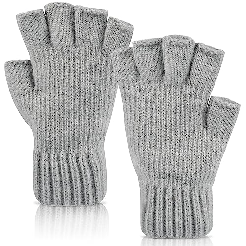 Funmo Gestrickte Fingerlose Handschuhe,Winter Halb Finger Handschuhe,Winter Strickhandschuhe,Thermisch Half Finger Handschuhe,Halbe Handschuhe,Handschuhe ohne Finger von Funmo