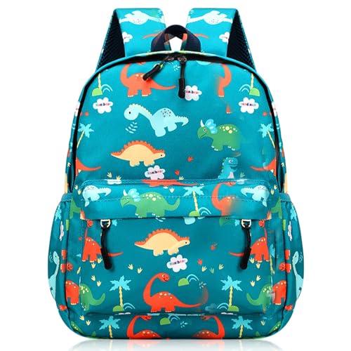 Kinderrucksack mit Brustgurt, Kindergartenrucksack, Dinosaurier Rucksack Kinder, Wanderrucksack Kinder, 33cm Schulrucksack Mädchen Jungen, ab 3-7 Jahre von Funmo