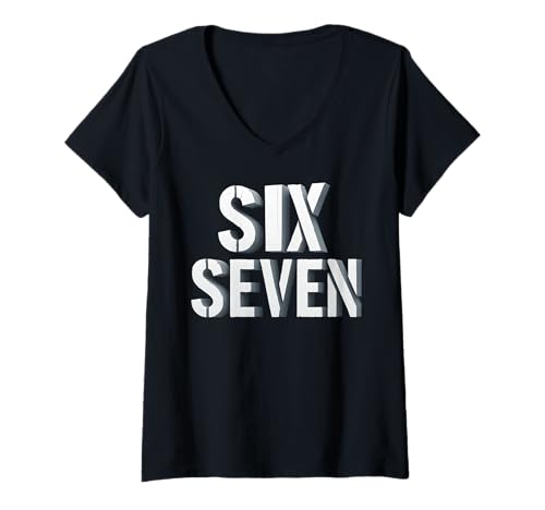 Damen Six Seven 6 7 Lustiger Meme-Internet-Witz Viraler Trend #67 Team T-Shirt mit V-Ausschnitt Damen Six Seven 6 7 Lustiger Meme-Internet-Witz Viraler Trend #67 Team T-Shirt mit V-Ausschnitt von Funniest Meme Apparel