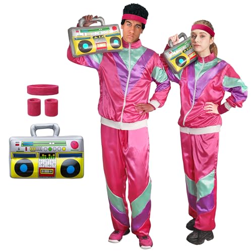 Funlot 80er Jahre Outfit Damen Herren - 6pcs KostüM 80er Jahre 80er Trainingsanzug KostüMe für Erwachsene Karneval KostüM Damen Paar Retro Jacke 80er Jahre Outfit Herren Damen Pink L Funlot 80er Jahre Outfit Damen Herren - 6pcs KostüM 80er Jahre 80er Trainingsanzug KostüMe für Erwachsene Karneval KostüM Damen Paar Retro Jacke 80er Jahre Outfit Herren Damen Pink L von Funnlot