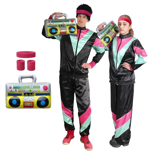 Funnlot 80er Jahre Outfit Damen Herren - 6pcs KostüM 80er Jahre 80er Trainingsanzug KostüMe für Erwachsene Karneval KostüM Damen Paar Retro Jacke 80er Jahre Outfit Herren Damen Black XL Funnlot 80er Jahre Outfit Damen Herren - 6pcs KostüM 80er Jahre 80er Trainingsanzug KostüMe für Erwachsene Karneval KostüM Damen Paar Retro Jacke 80er Jahre Outfit Herren Damen Black XL von Funnlot
