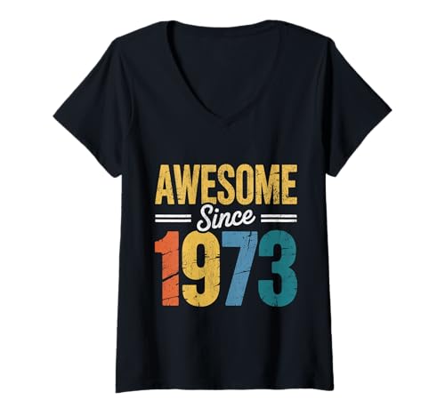 Damen Tolles Geschenk zum Geburtstag seit 1973 T-Shirt mit V-Ausschnitt Damen Tolles Geschenk zum Geburtstag seit 1973 T-Shirt mit V-Ausschnitt von Funny 1973 birthday gifts