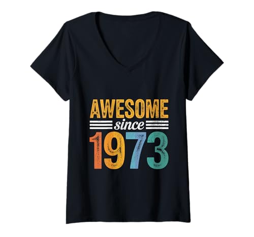 Damen Tolles Geschenk zum Geburtstag seit 1973 T-Shirt mit V-Ausschnitt Damen Tolles Geschenk zum Geburtstag seit 1973 T-Shirt mit V-Ausschnitt von Funny 1973 birthday gifts