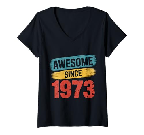 Damen Tolles Geschenk zum Geburtstag seit 1973 T-Shirt mit V-Ausschnitt Damen Tolles Geschenk zum Geburtstag seit 1973 T-Shirt mit V-Ausschnitt von Funny 1973 birthday gifts