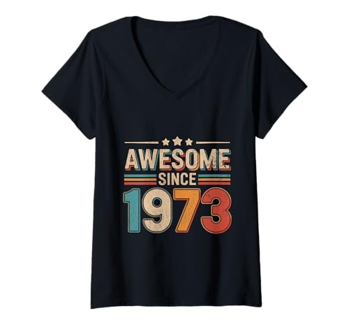 Damen Tolles Geschenk zum Geburtstag seit 1973 T-Shirt mit V-Ausschnitt Damen Tolles Geschenk zum Geburtstag seit 1973 T-Shirt mit V-Ausschnitt von Funny 1973 birthday gifts