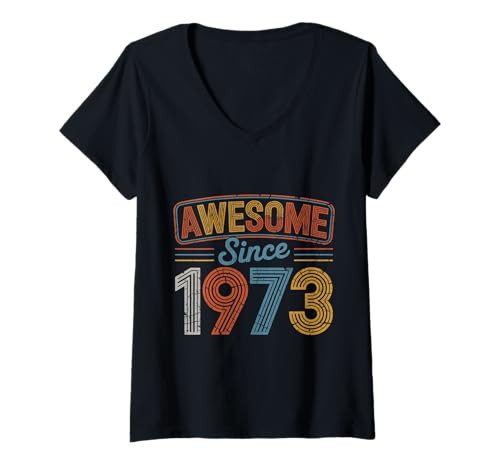Damen Tolles Geschenk zum Geburtstag seit 1973 T-Shirt mit V-Ausschnitt Damen Tolles Geschenk zum Geburtstag seit 1973 T-Shirt mit V-Ausschnitt von Funny 1973 birthday gifts
