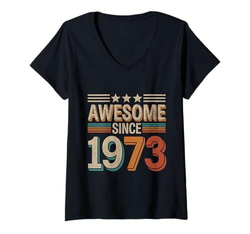Damen Tolles Geschenk zum Geburtstag seit 1973 T-Shirt mit V-Ausschnitt Damen Tolles Geschenk zum Geburtstag seit 1973 T-Shirt mit V-Ausschnitt von Funny 1973 birthday gifts