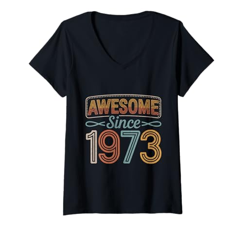 Damen Tolles Geschenk zum Geburtstag seit 1973 T-Shirt mit V-Ausschnitt Damen Tolles Geschenk zum Geburtstag seit 1973 T-Shirt mit V-Ausschnitt von Funny 1973 birthday gifts