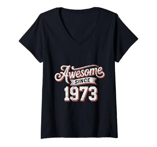 Damen Tolles Geschenk zum Geburtstag seit 1973 T-Shirt mit V-Ausschnitt Damen Tolles Geschenk zum Geburtstag seit 1973 T-Shirt mit V-Ausschnitt von Funny 1973 birthday gifts