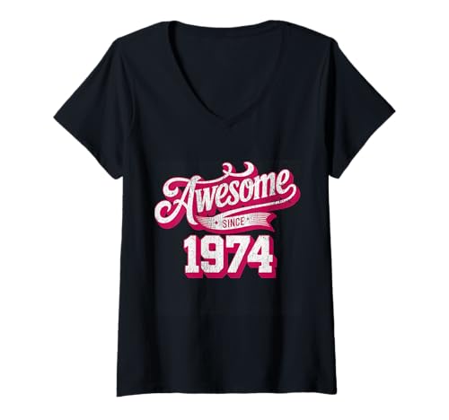 Damen Tolles Geschenk für den Geburtstag seit 1974 T-Shirt mit V-Ausschnitt Damen Tolles Geschenk für den Geburtstag seit 1974 T-Shirt mit V-Ausschnitt von Funny 1974 birthday gifts