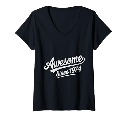 Damen Tolles Geschenk für den Geburtstag seit 1974 T-Shirt mit V-Ausschnitt Damen Tolles Geschenk für den Geburtstag seit 1974 T-Shirt mit V-Ausschnitt von Funny 1974 birthday gifts