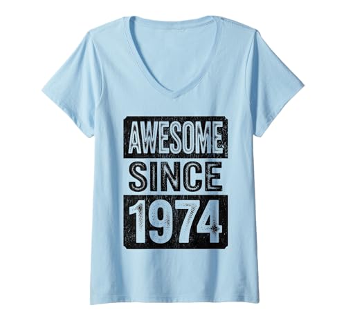 Damen Tolles Geschenk für den Geburtstag seit 1974 T-Shirt mit V-Ausschnitt Damen Tolles Geschenk für den Geburtstag seit 1974 T-Shirt mit V-Ausschnitt von Funny 1974 birthday gifts