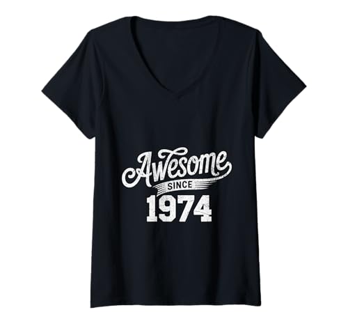 Damen Tolles Geschenk für den Geburtstag seit 1974 T-Shirt mit V-Ausschnitt Damen Tolles Geschenk für den Geburtstag seit 1974 T-Shirt mit V-Ausschnitt von Funny 1974 birthday gifts